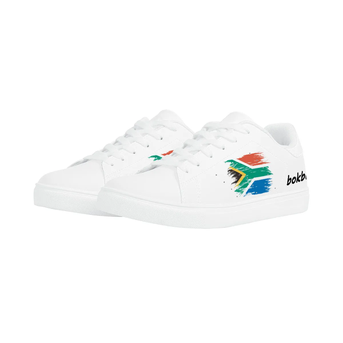 D27 Low-Top Synthetic Leather Sneakers - White