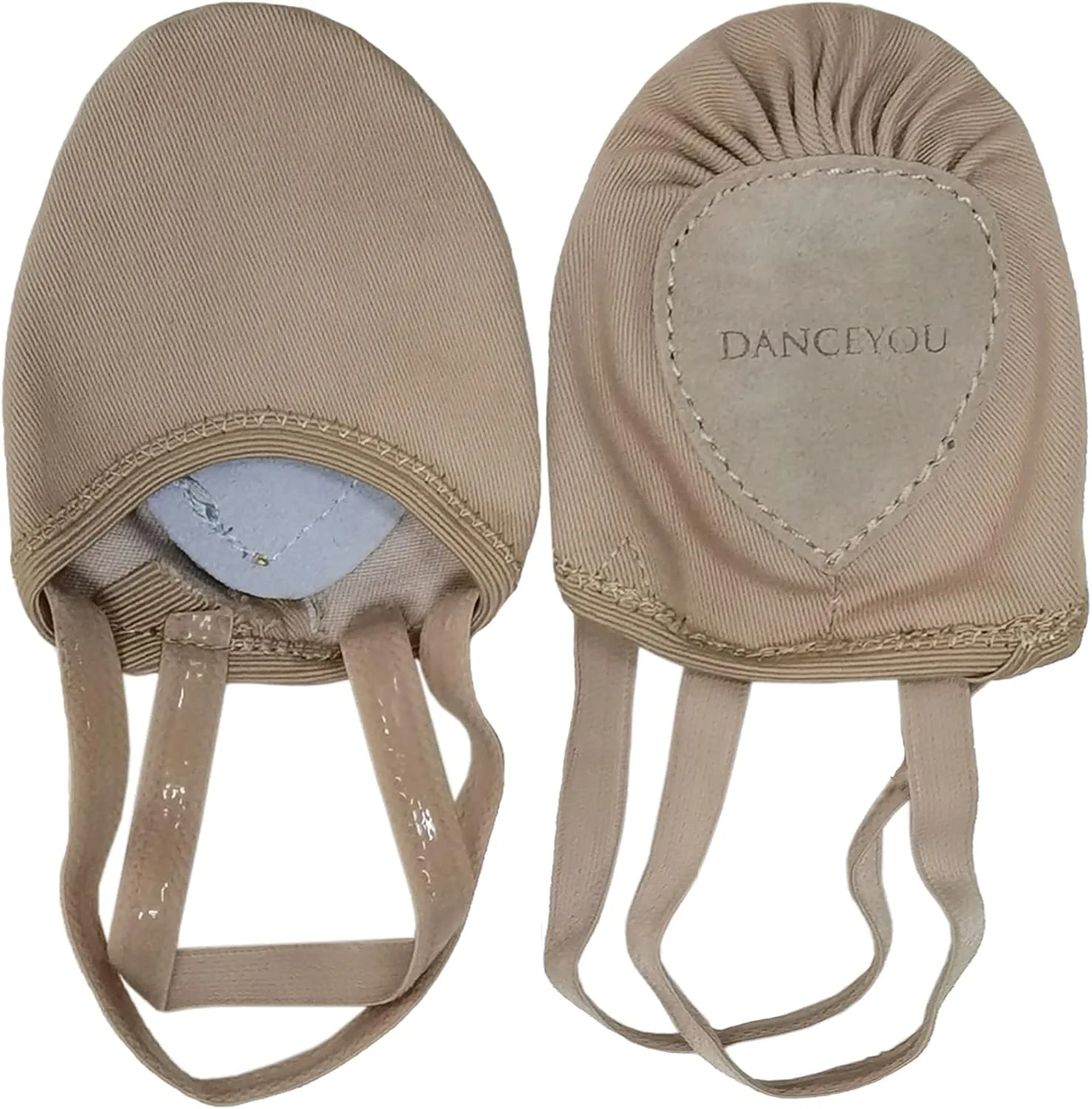 DANCEYOU Stretch Canvas Lyrical Shoes for Girls Womens Half Soles Pirouette Contemporary Turners Dance Shoes