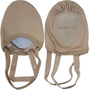 DANCEYOU Stretch Canvas Lyrical Shoes for Girls Womens Half Soles Pirouette Contemporary Turners Dance Shoes