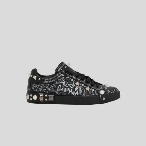 Dolce & Gabbana Black Portofino Studs Sneakers