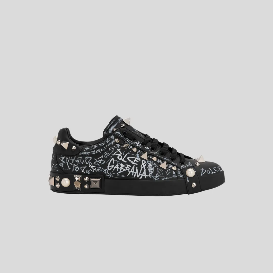 Dolce & Gabbana Black Portofino Studs Sneakers