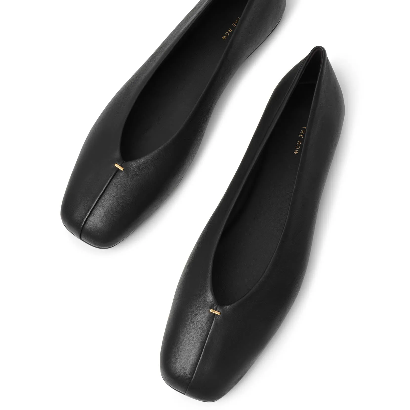 Eva black leather ballerinas