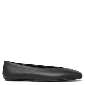 Eva black leather ballerinas