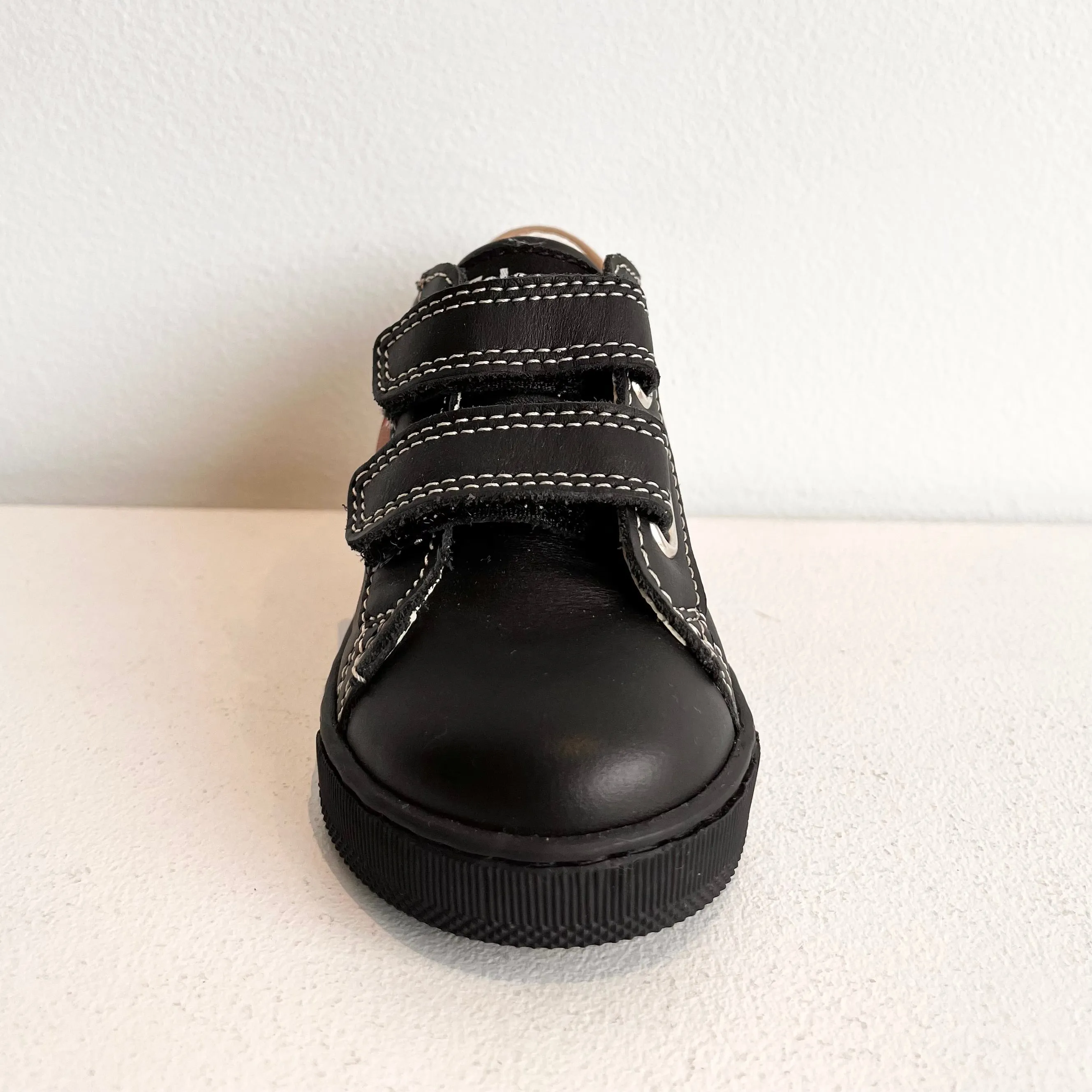 Falcotto Boy's Black Striped 'New Leryn' Leather Trainers