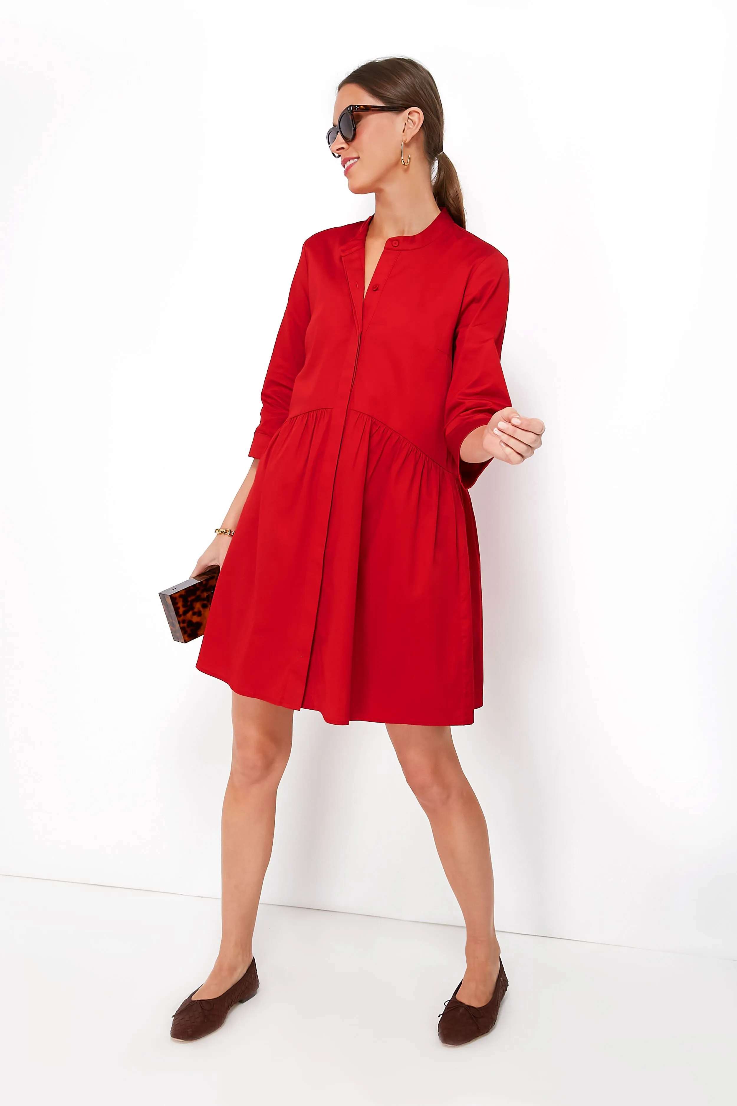 Fiery Red Royal Shirt Dress