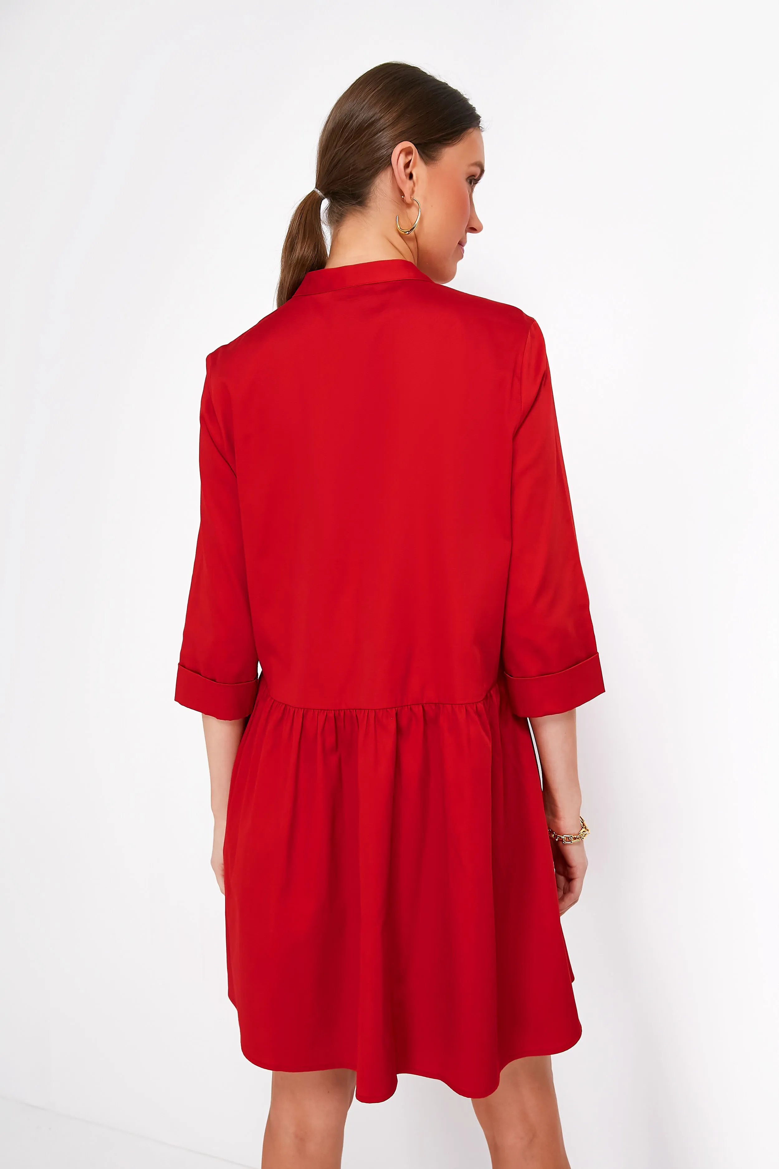 Fiery Red Royal Shirt Dress