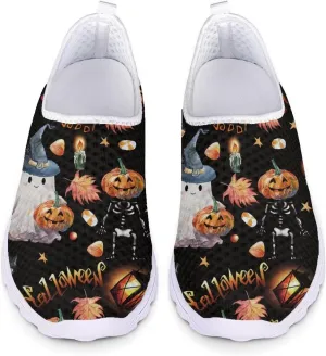 FKELYI Halloween Shoes for Women Slip On Walking Shoes Breathable Mesh Flats Athletic Running Tennis Sneakers