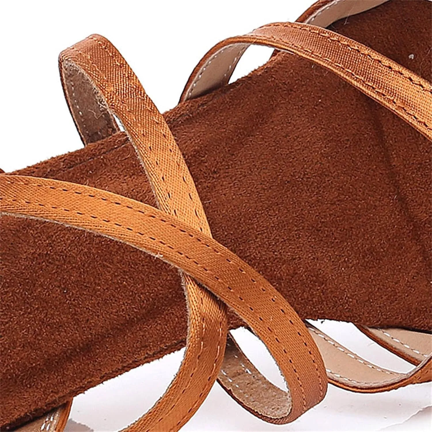 Girls Latin Dance Shoes Low Heels Ballroom Tango Performance Practice Dance Shoes for Little Kids Tan Shoes