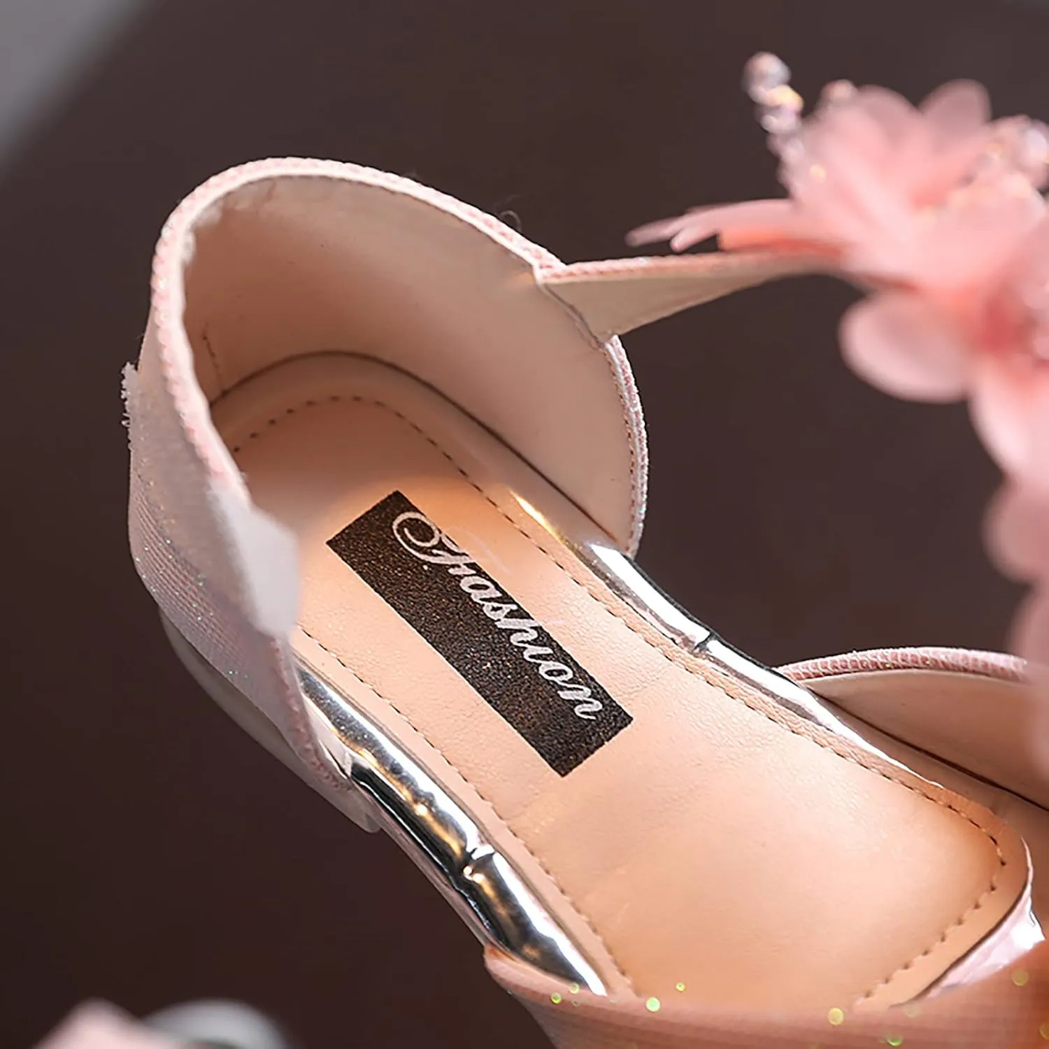 Girls Rhinestone Flower Shoes Low Heel Flower Wedding Party Dress Pump Shoes Princess Shoes for Kids Princess Sandals