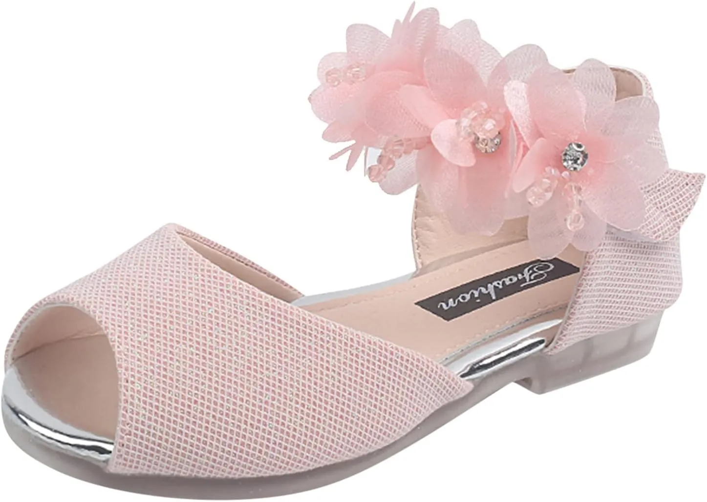 Girls Rhinestone Flower Shoes Low Heel Flower Wedding Party Dress Pump Shoes Princess Shoes for Kids Princess Sandals