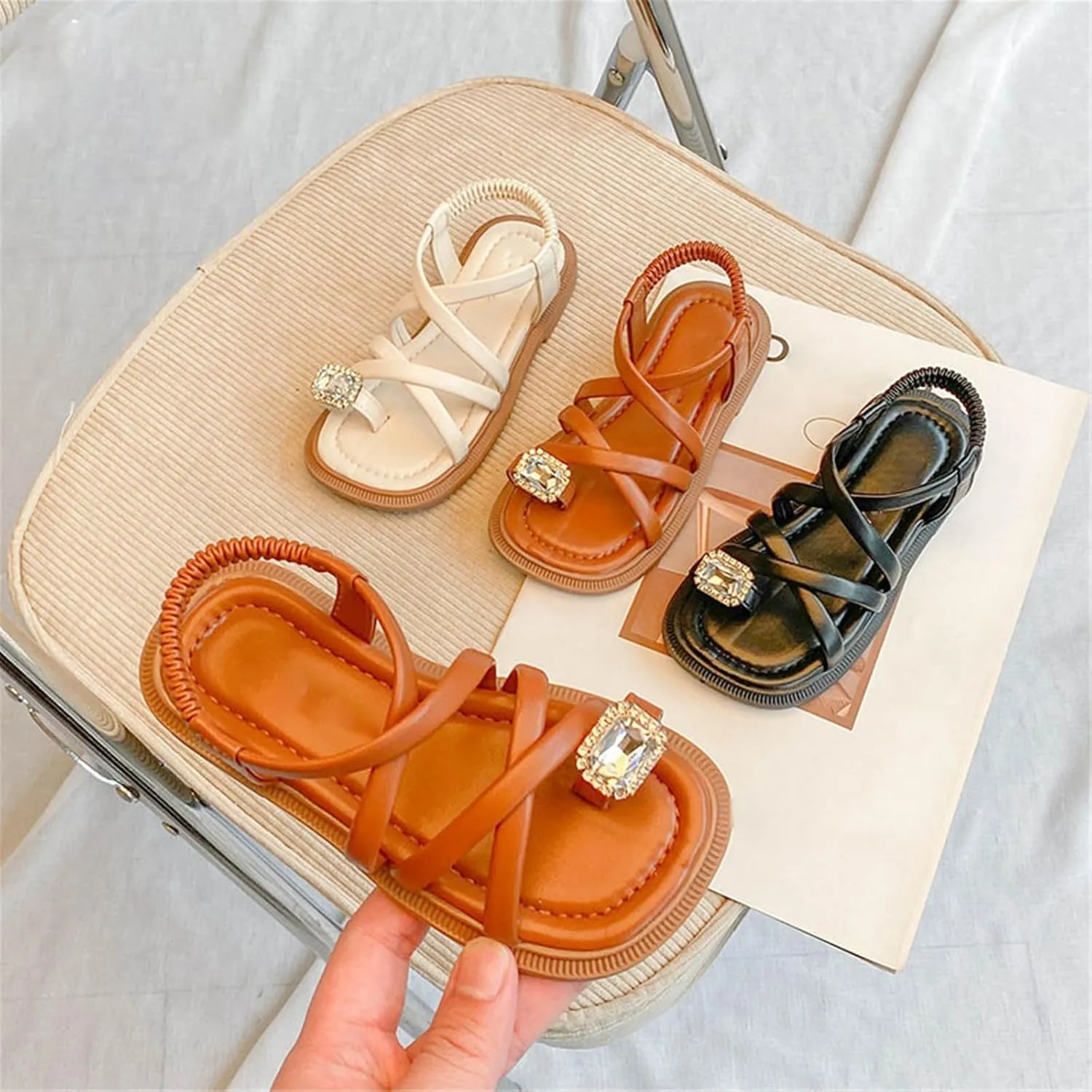 Girls Sandals Open Toe Cute No Heels Dress Sandals Strappy Design Summer Shoes Toddler/Little Kid/Big Baby Mesh