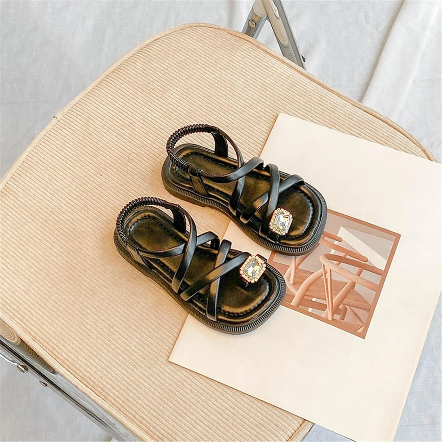 Girls Sandals Open Toe Cute No Heels Dress Sandals Strappy Design Summer Shoes Toddler/Little Kid/Big Baby Mesh