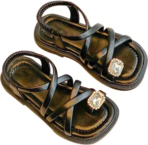 Girls Sandals Open Toe Cute No Heels Dress Sandals Strappy Design Summer Shoes Toddler/Little Kid/Big Baby Mesh