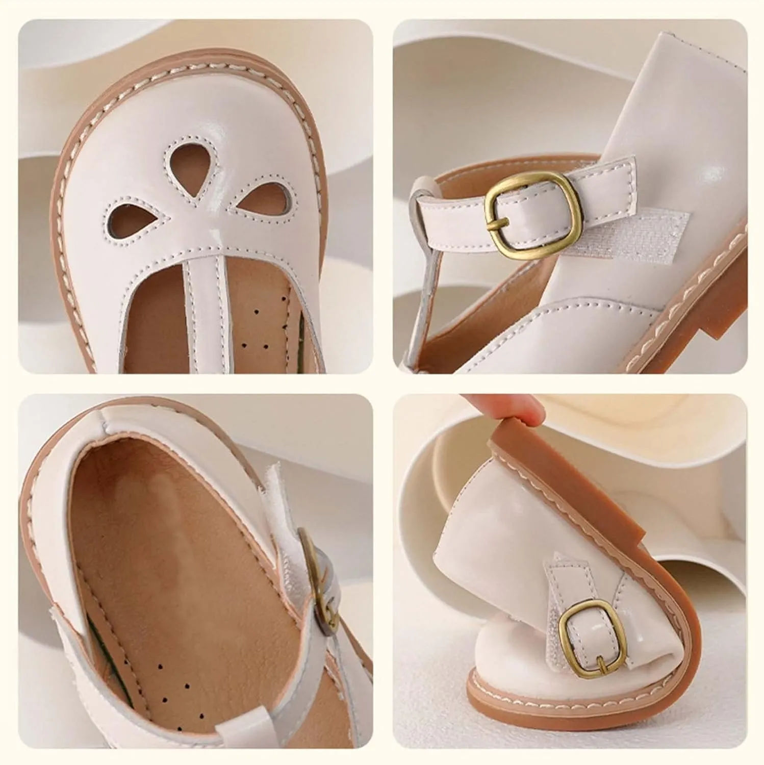 Girls Small Leather Shoes Hollow Breathable Princess Shoes Dress Shoes Little Child Big Kids Non Slip Baby Shoes (Brown, 3 Big Kids)