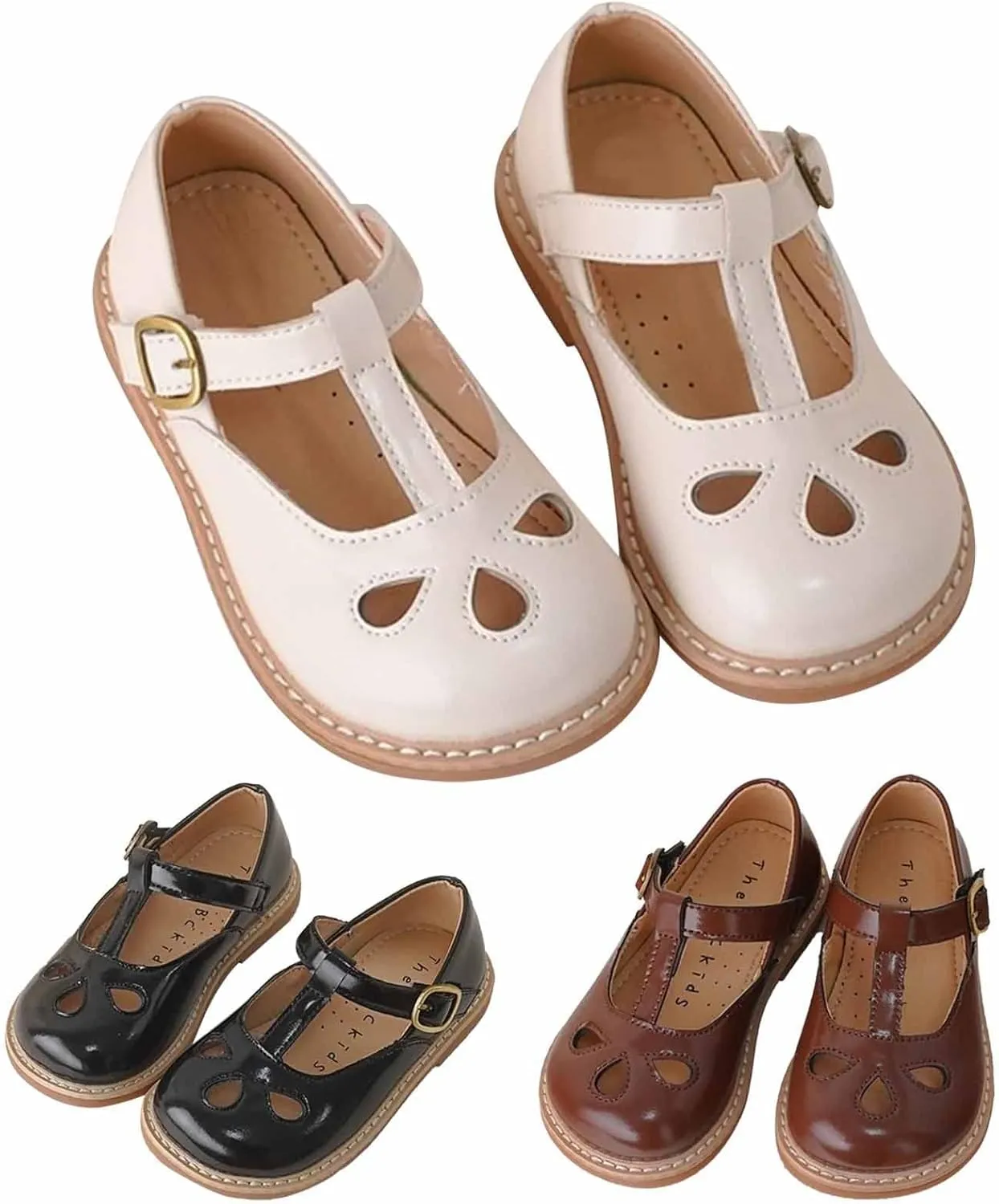 Girls Small Leather Shoes Hollow Breathable Princess Shoes Dress Shoes Little Child Big Kids Non Slip Baby Shoes (Brown, 3 Big Kids)