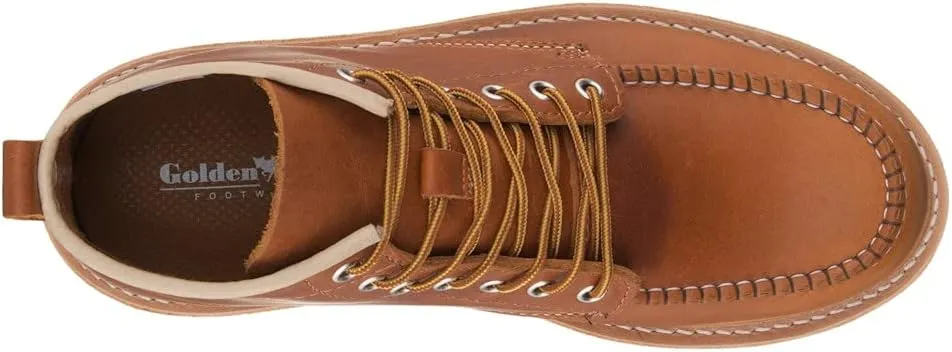 Golden Fox Work Boots 6" American Heritage Moc Toe Wedge Boot for Construction Made in USA