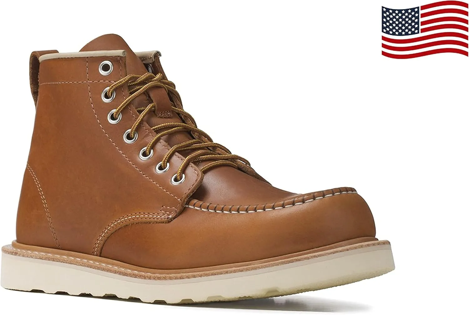 Golden Fox Work Boots 6" American Heritage Moc Toe Wedge Boot for Construction Made in USA