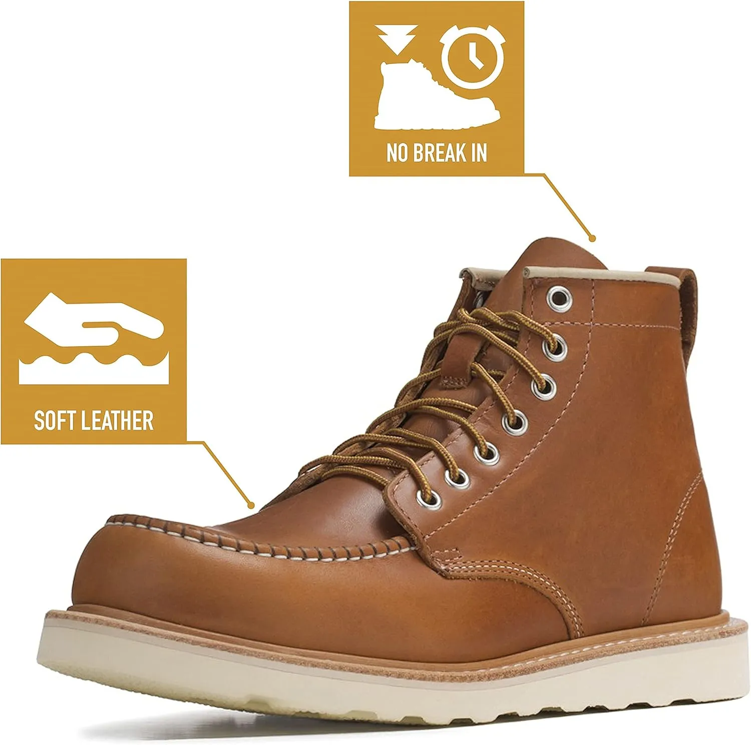 Golden Fox Work Boots 6" American Heritage Moc Toe Wedge Boot for Construction Made in USA