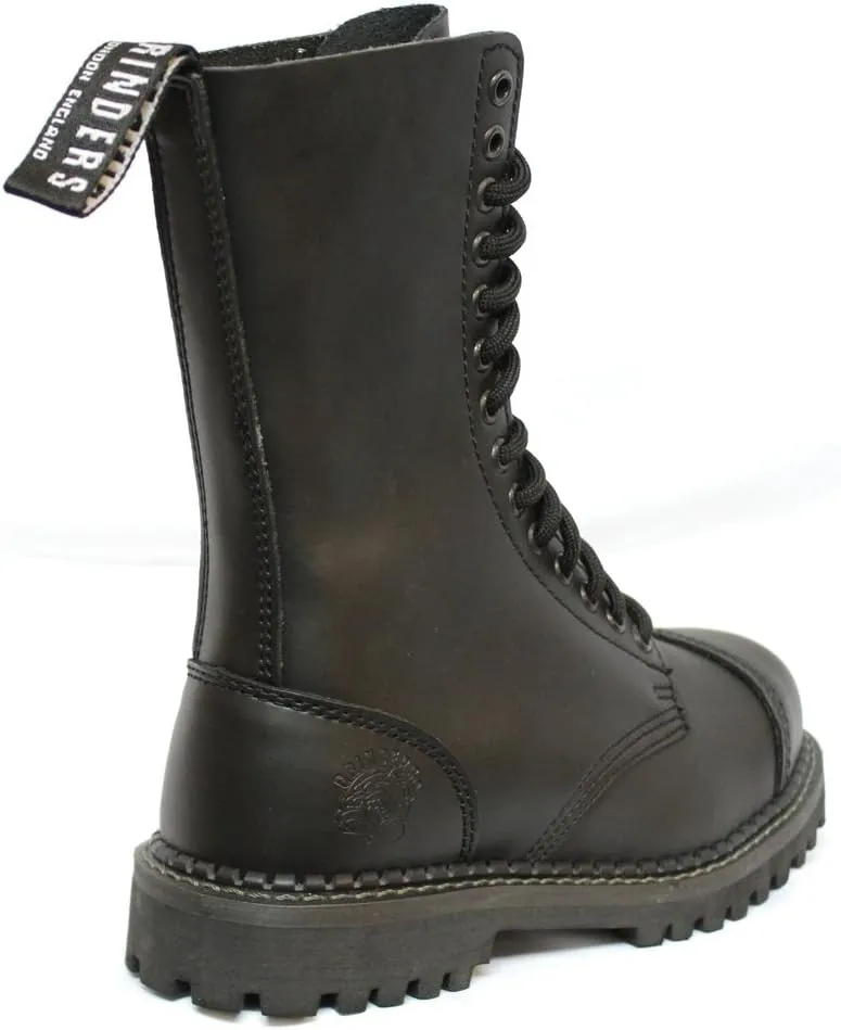 Grinders Herald 2015 Matte Finish Black Unisex Safety Steel Toe Cap Military Punk Boots