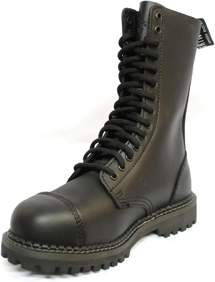 Grinders Herald 2015 Matte Finish Black Unisex Safety Steel Toe Cap Military Punk Boots