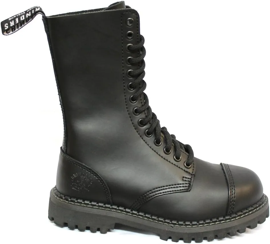 Grinders Herald 2015 Matte Finish Black Unisex Safety Steel Toe Cap Military Punk Boots