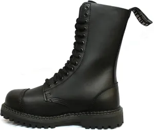Grinders Herald Unisex Black Leather Ranger Military Steel Toe Cap Boots with 14 Eyelet Lace Up Fastening