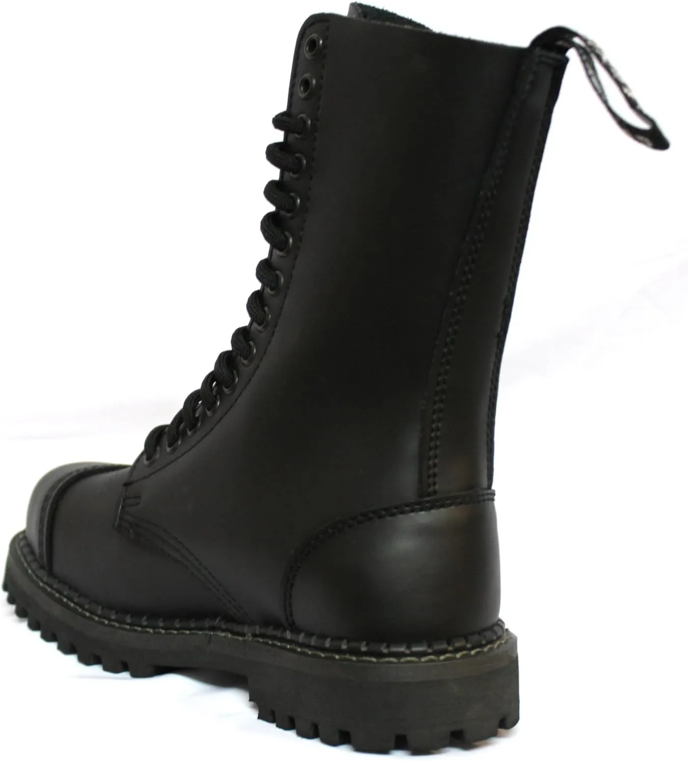 Grinders Herald Unisex Black Leather Ranger Military Steel Toe Cap Boots with 14 Eyelet Lace Up Fastening