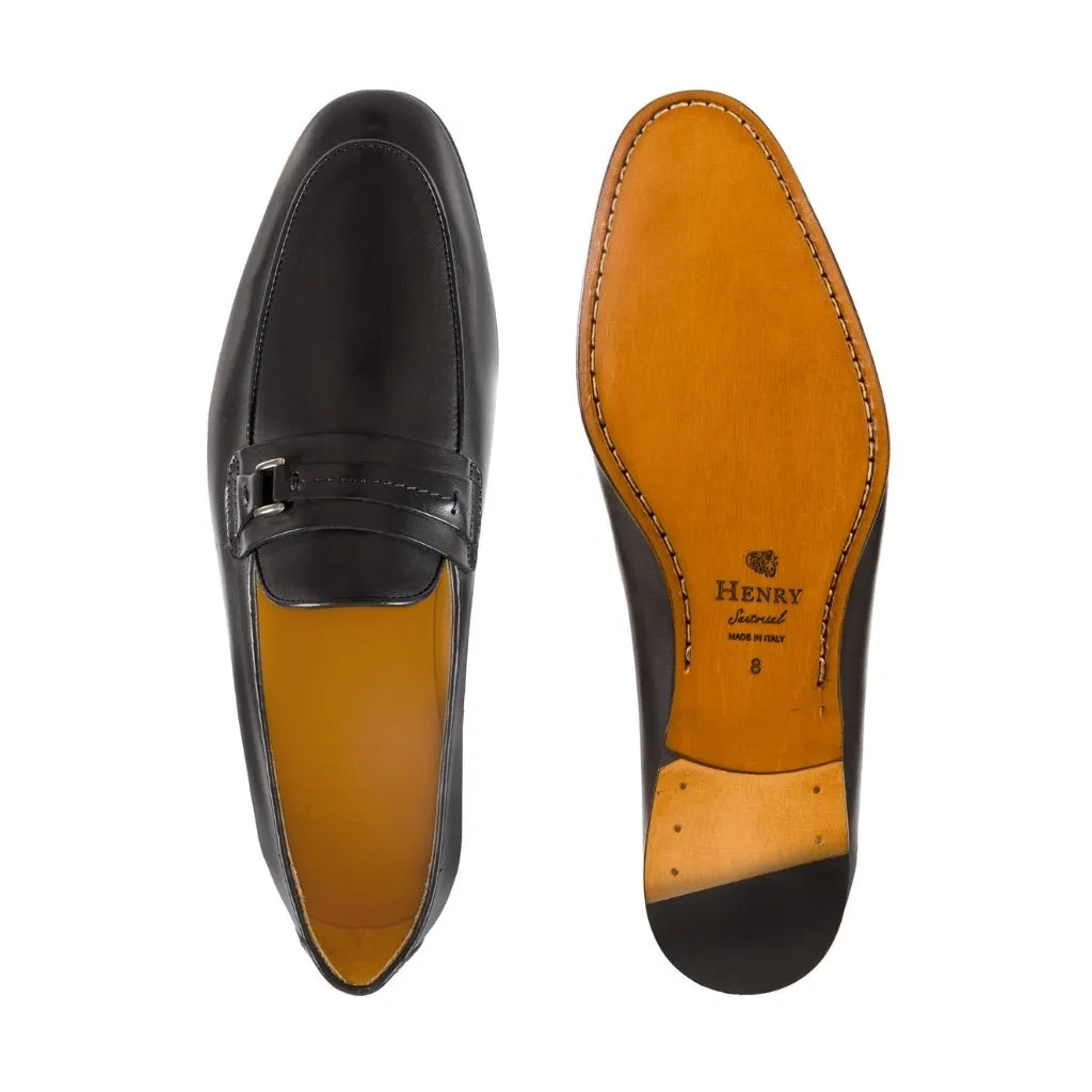HENRY SARTORIAL Calf Leather Moccasin BLACK