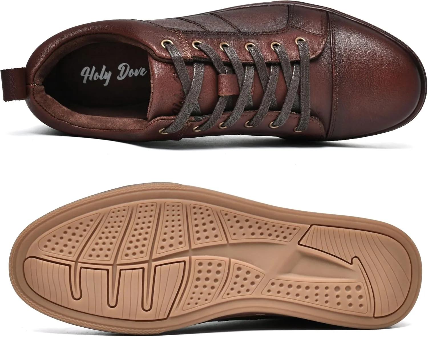 Holy dove Mens Casual Leather Sneakers Slip On Tennis Walking Skateboarding Shoes for Men Daily Comfortable Fashion Shoe