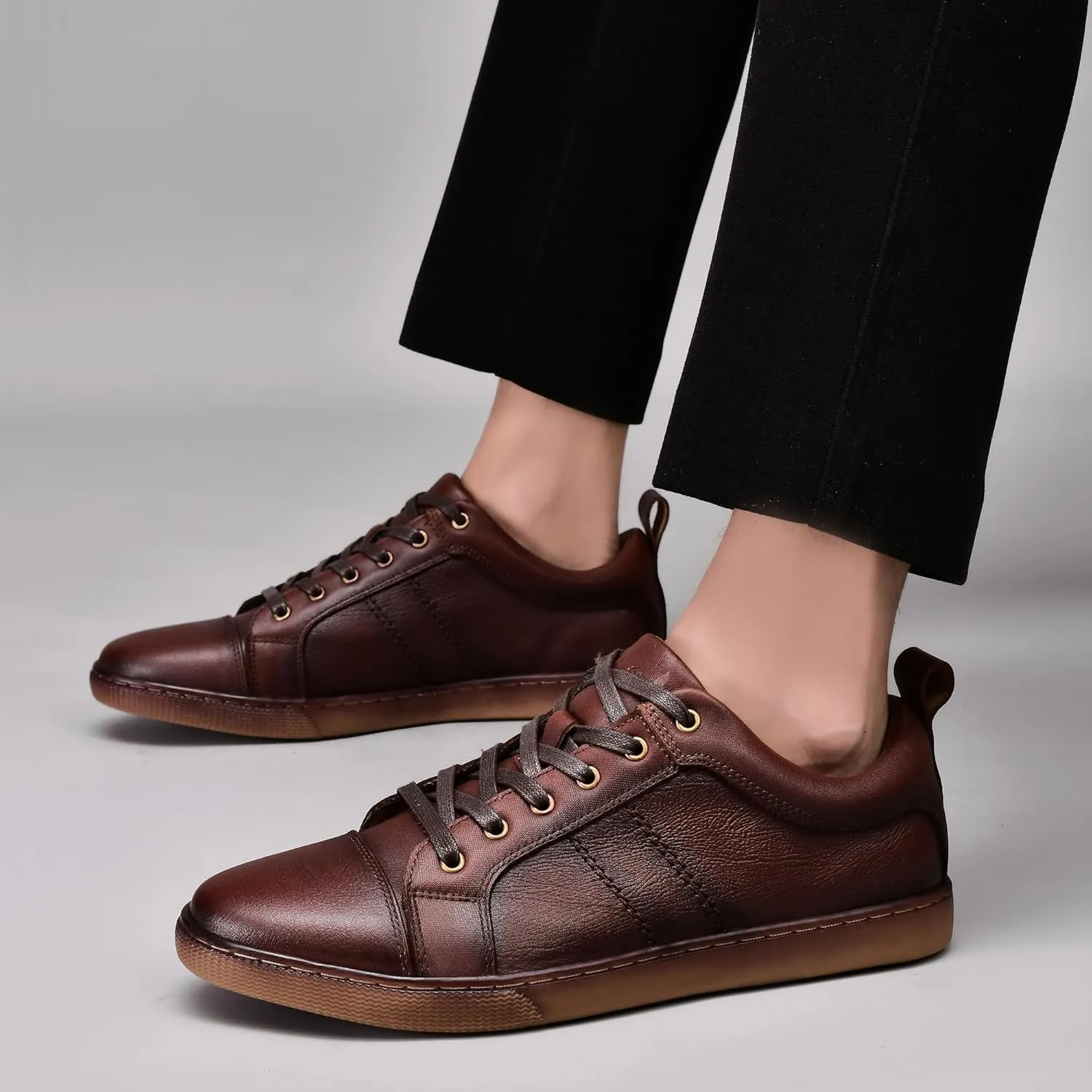 Holy dove Mens Casual Leather Sneakers Slip On Tennis Walking Skateboarding Shoes for Men Daily Comfortable Fashion Shoe