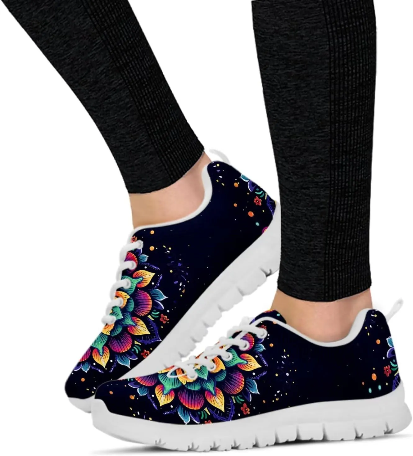 Jeiento Women Trainers Boho Mandala Walking Shoes Fashion Mesh Gym Sports Shoes Sneakers for Women