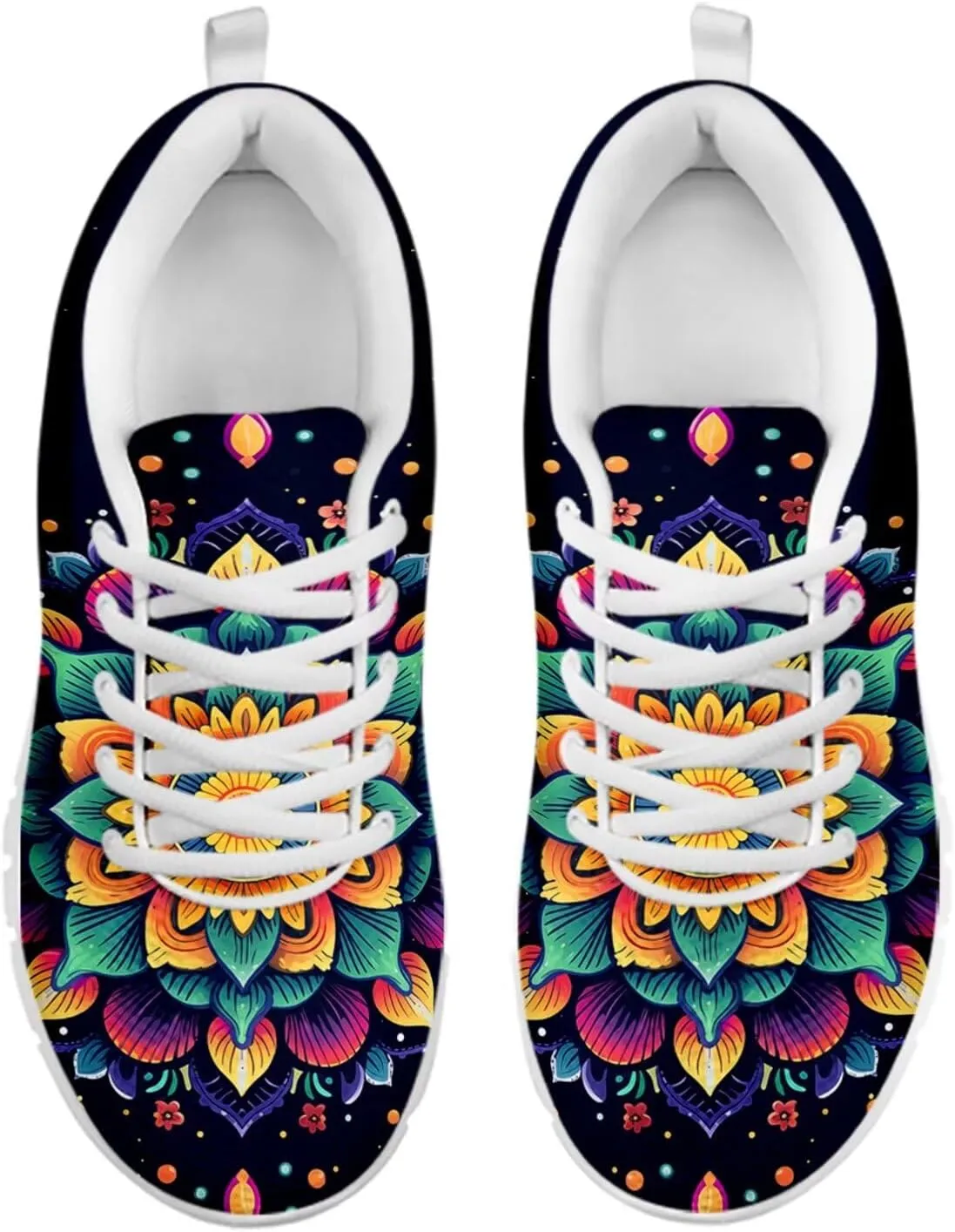 Jeiento Women Trainers Boho Mandala Walking Shoes Fashion Mesh Gym Sports Shoes Sneakers for Women