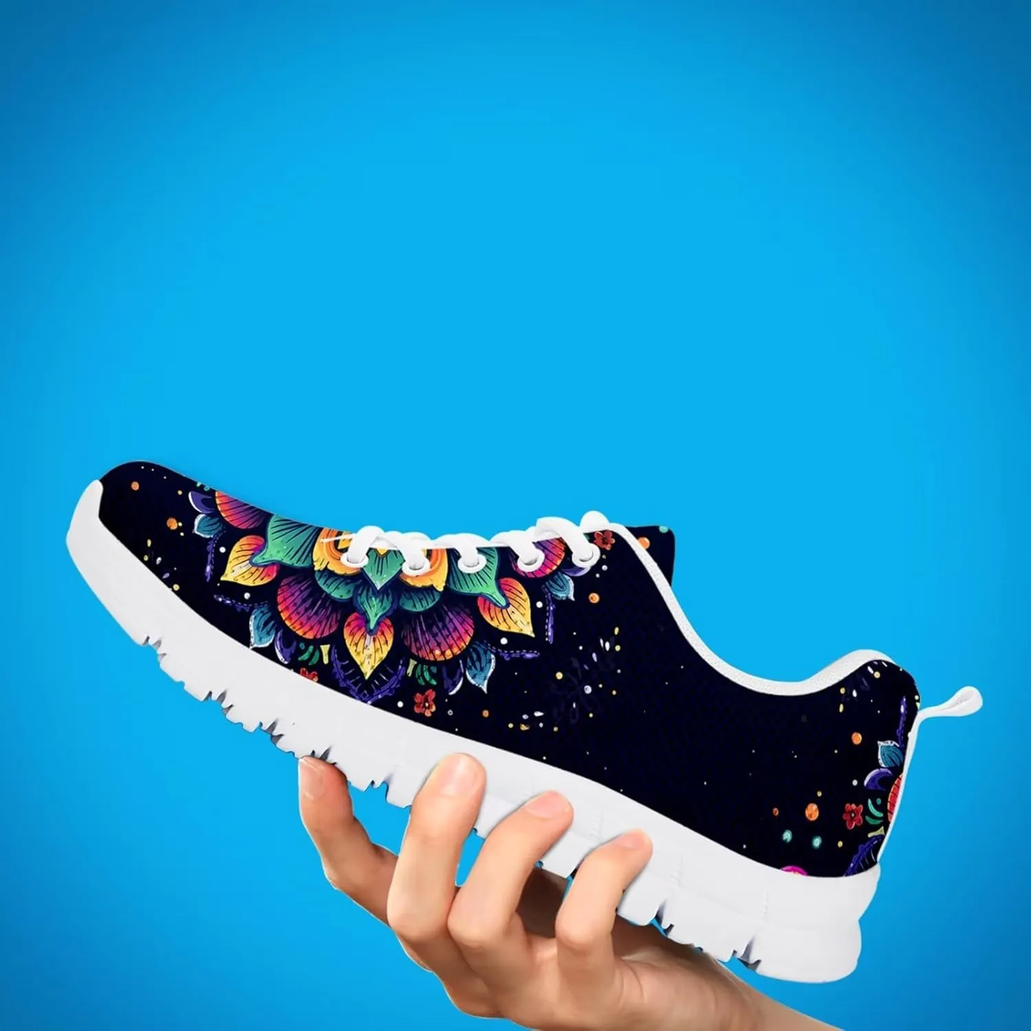 Jeiento Women Trainers Boho Mandala Walking Shoes Fashion Mesh Gym Sports Shoes Sneakers for Women