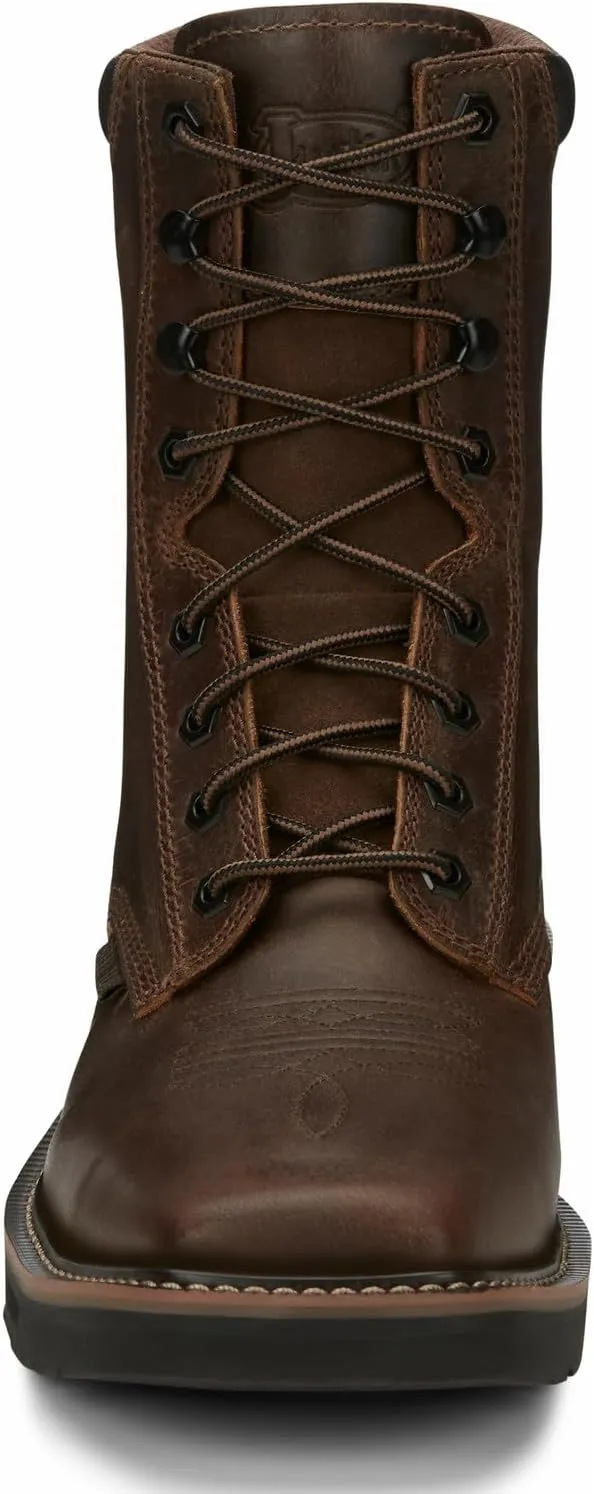Justin Men's Pulley 8" Steel Toe Work Boot, Aged Bark - 13 D