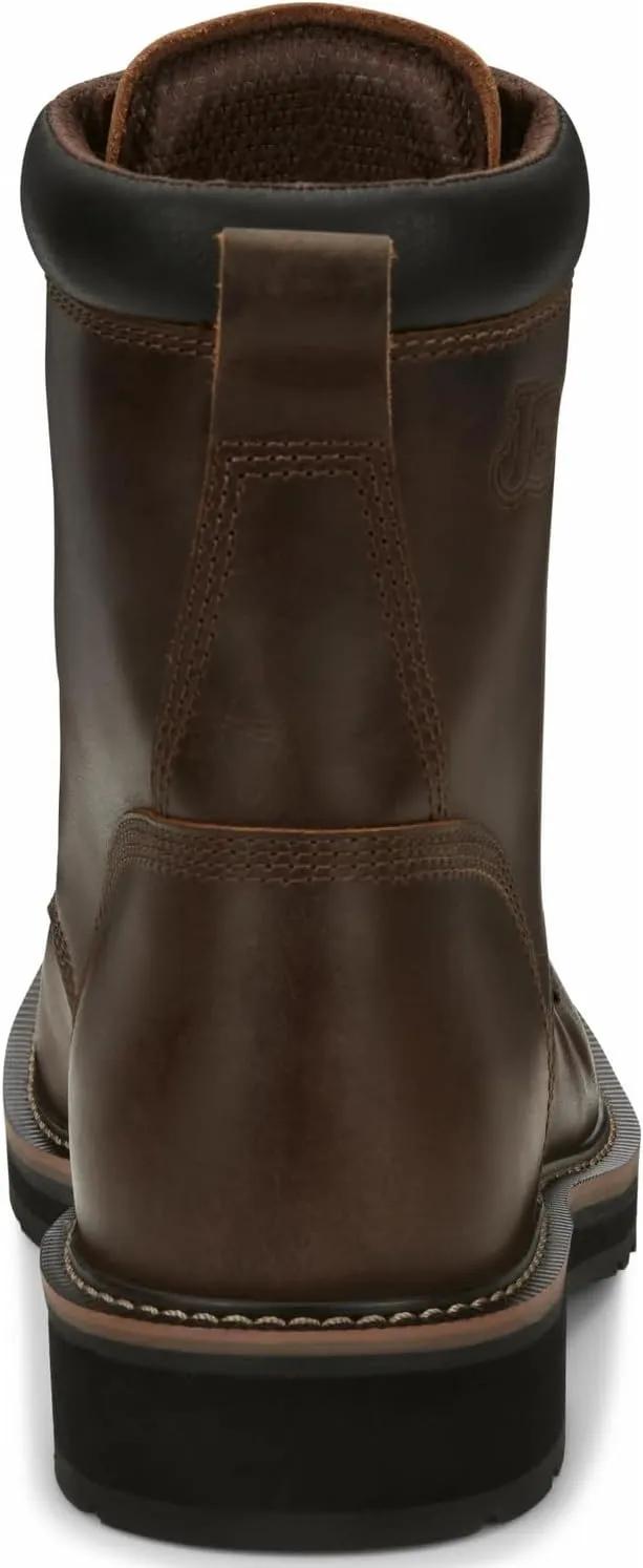 Justin Men's Pulley 8" Steel Toe Work Boot, Aged Bark - 13 D