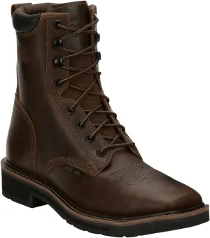 Justin Men's Pulley 8" Steel Toe Work Boot, Aged Bark - 13 D