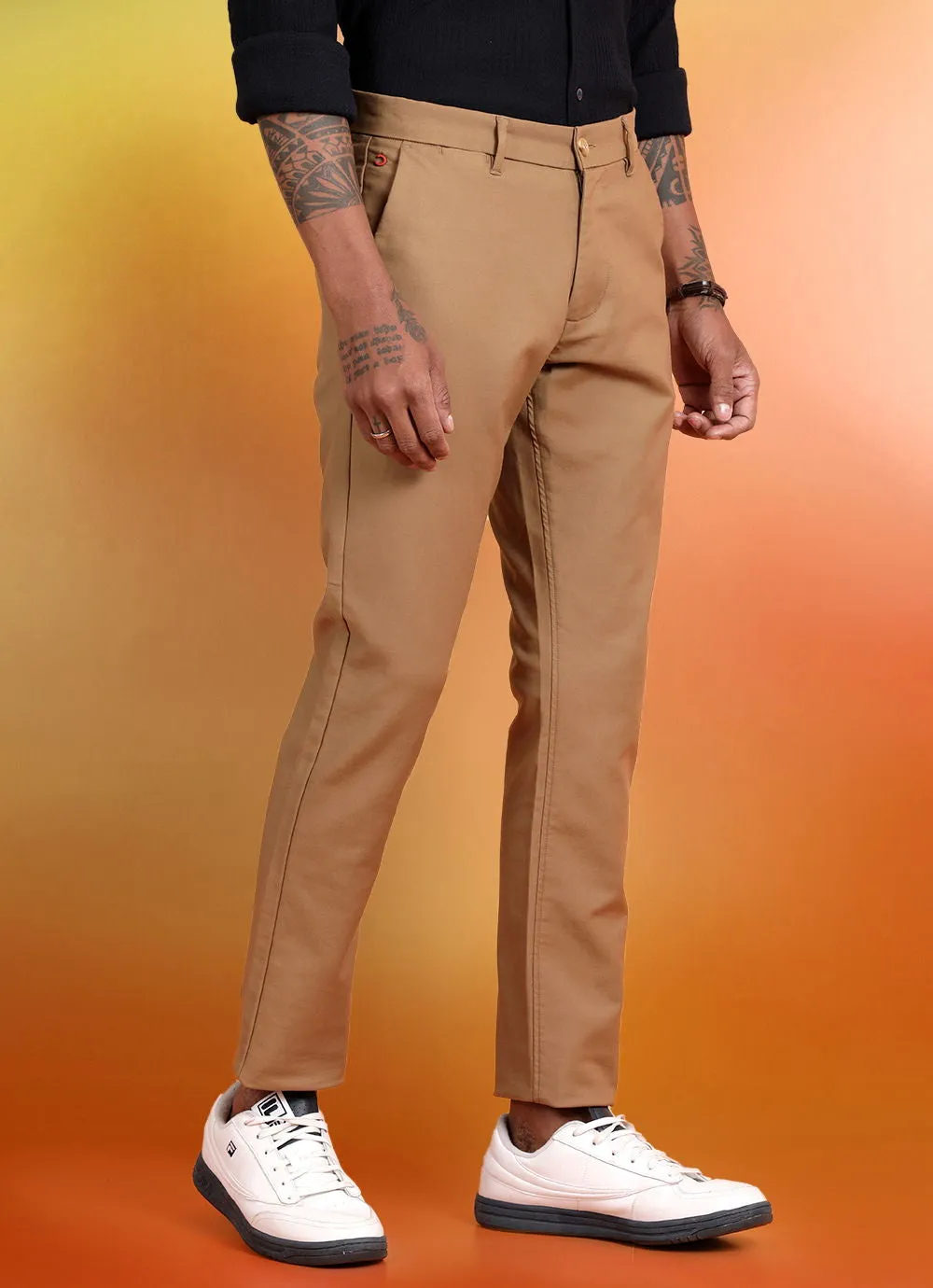 Khaki Flat Front