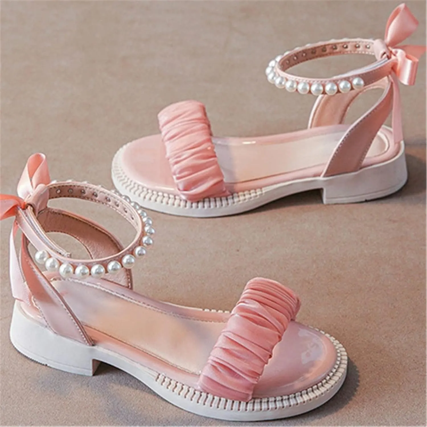Kids Baby Girl's Sandals Fashion Pearl Bow Design With Princess Dress Princess Shoes Little Child/Big Water Shoes