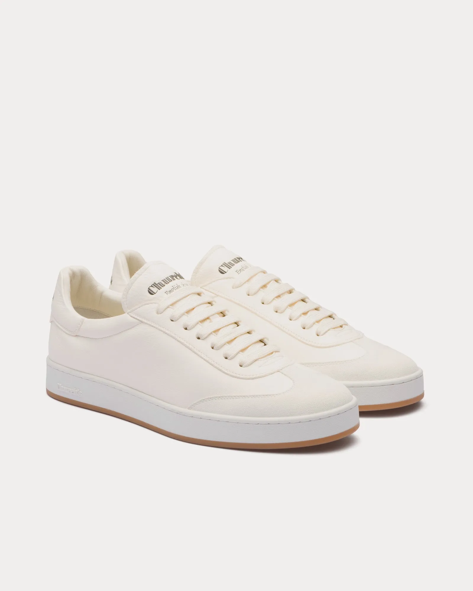 Largs Deerskin & Suede Ivory Low Top Sneakers