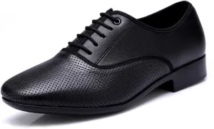 Men's Ballroom Dance Shoes Leather Salsa Tango Waltz Smooth Swing Dance Shoe 1 Inch Heel Practice Teaching Shoes