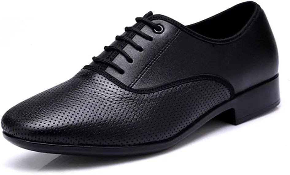 Men's Ballroom Dance Shoes Leather Salsa Tango Waltz Smooth Swing Dance Shoe 1 Inch Heel Practice Teaching Shoes