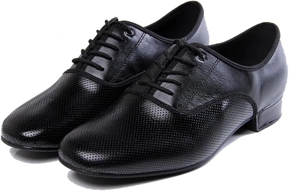 Men's Ballroom Dance Shoes Leather Salsa Tango Waltz Smooth Swing Dance Shoe 1 Inch Heel Practice Teaching Shoes
