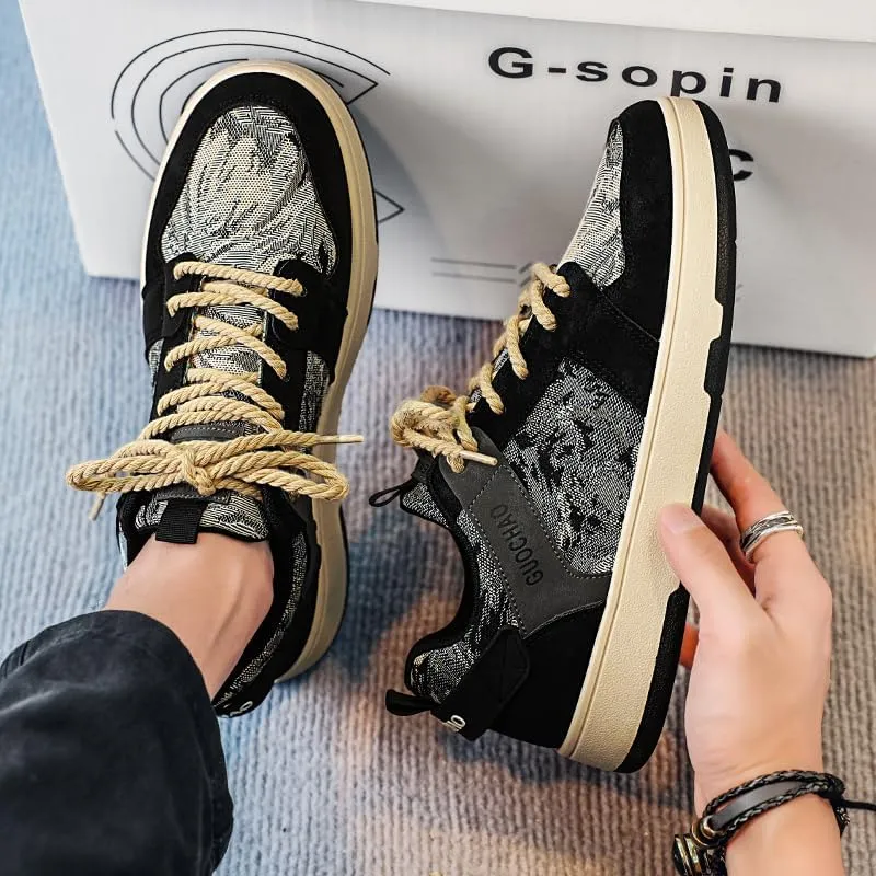 Men's Chunky Platform Sneakers Mens Casual Shoes Fashion Sneakers Breathable Comfort Walking Classic Lace-Up Low Top Casual Wear Shoes for Male