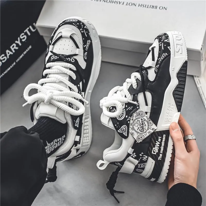 Men's Chunky Platform Sneakers Mens Casual Shoes Fashion Sneakers Breathable Comfort Walking Classic Lace-Up Low Top Casual Wear Shoes for Male