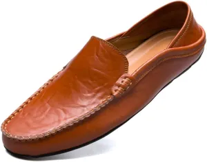 Men's Lightweight Casual Genuine Leather Slip On Soft Driving Walking Shoes Penny Loafer Flats Shoes