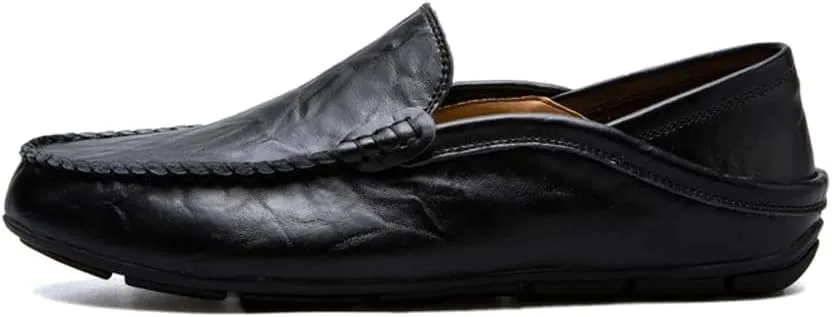 Men's Lightweight Casual Genuine Leather Slip On Soft Driving Walking Shoes Penny Loafer Flats Shoes