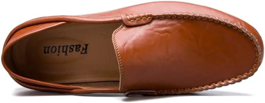 Men's Lightweight Casual Genuine Leather Slip On Soft Driving Walking Shoes Penny Loafer Flats Shoes