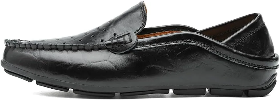 Men's Lightweight Casual Genuine Leather Slip On Soft Driving Walking Shoes Penny Loafer Flats Shoes