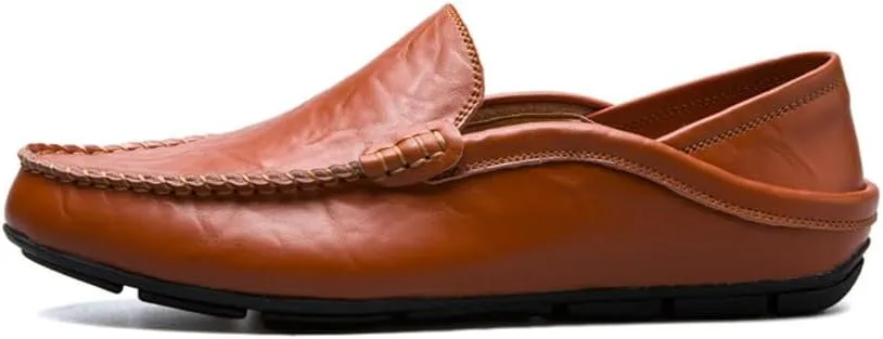Men's Lightweight Casual Genuine Leather Slip On Soft Driving Walking Shoes Penny Loafer Flats Shoes