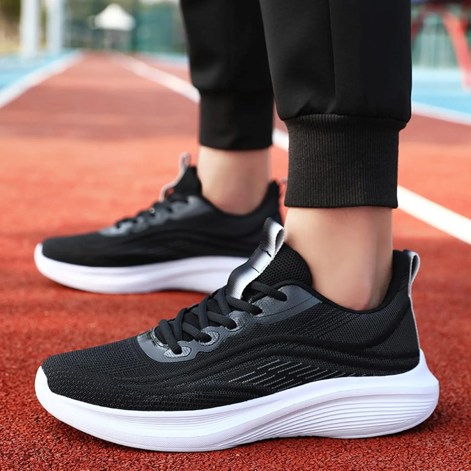 Mens Running Shoes Sport Athletic Gym Sneakers Breathable Mesh Lightweight Tennis Fashion Workout Casual Shoes Men's Comfortable Thick Sole Arch Support Sneakers Daily Workout Shoe